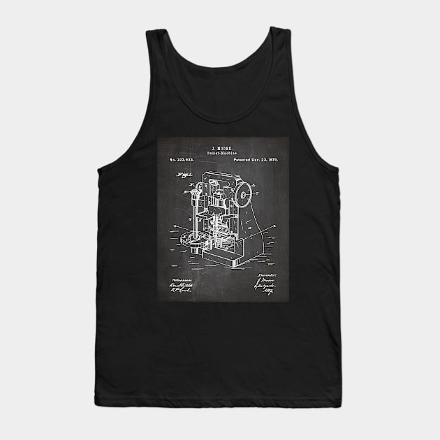 Bullet Machine Patent - Gun Enthusiast Firearms Shop Art - Black Chalkboard Tank Top by patentpress